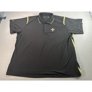 New Orleans Saints Antigua Polo Shirt Mens XXL Black Gold NFL Logo